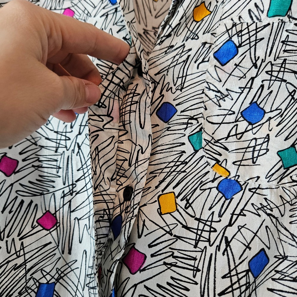 Vintage Windbreaker Size 12 Colorful Geometric 80s 90s Workout Party - Picture 8 of 10